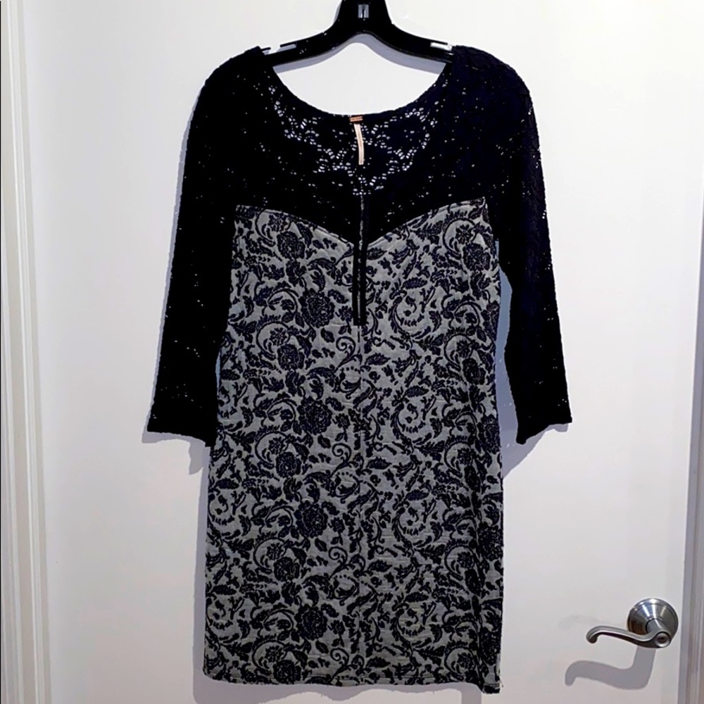 Free People Mini Dress with stretchy lace sleeves